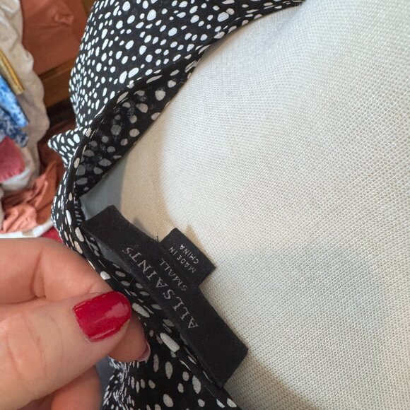 Allsaints semi sheer rockstar top polka dots penny splash v-neck - Picture 6 of 6